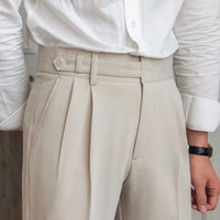 Mid-High Waist Straight Cropped British Pants