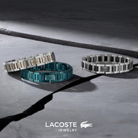 Lacoste bracelet with toggle clasp, METROPOLE collection. Decorated with a petit piqué pattern - Available for him and her. 