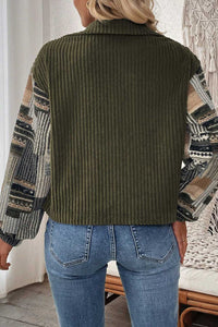 Green Plaid Corduroy Fleece Jacket