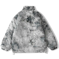 Faux Fur Fleece Winter Jacket Men Tie Dye Printed Fuzzy Jackets Casual Hip Hop Baggy Warm Zipper Coats Couple Outerwear