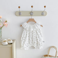 Summer Arrival Baby Girls Floral Pattern Sleeveless Rompers