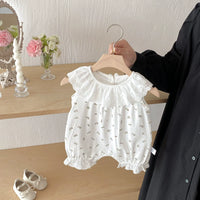Summer Arrival Baby Girls Floral Pattern Sleeveless Rompers